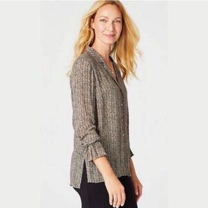 J. Jill herringbone tie long sleeve button down blouse top Small Petite